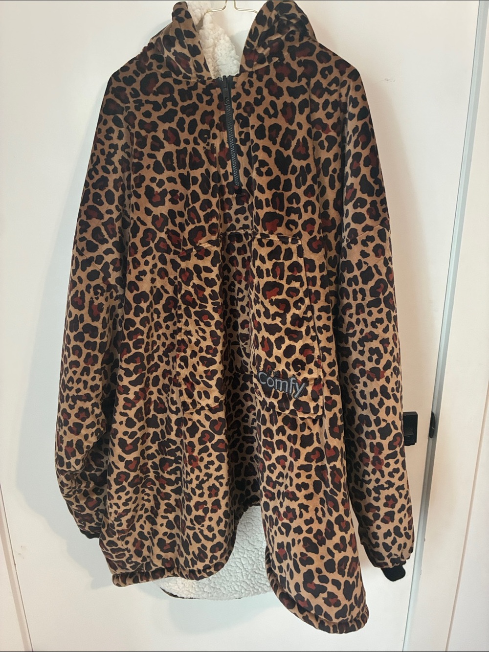 The Comfy Leopard Print Sherpa-Lined Hoodie Jacket